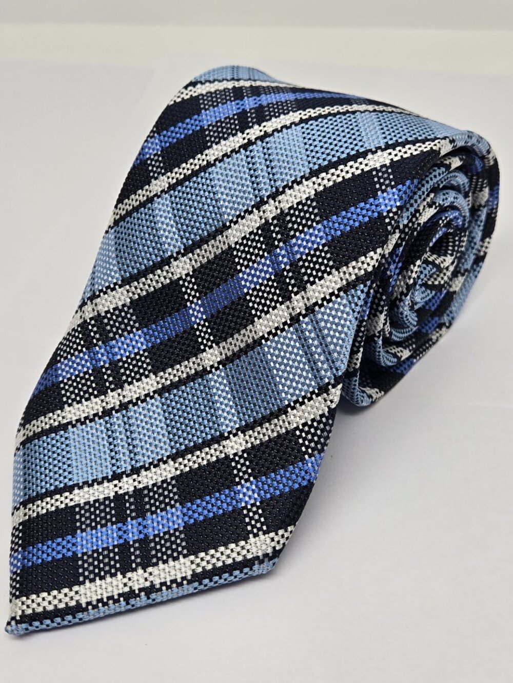 Clericci 100% Polyester Blue Plaid Mens Tie 56.5"